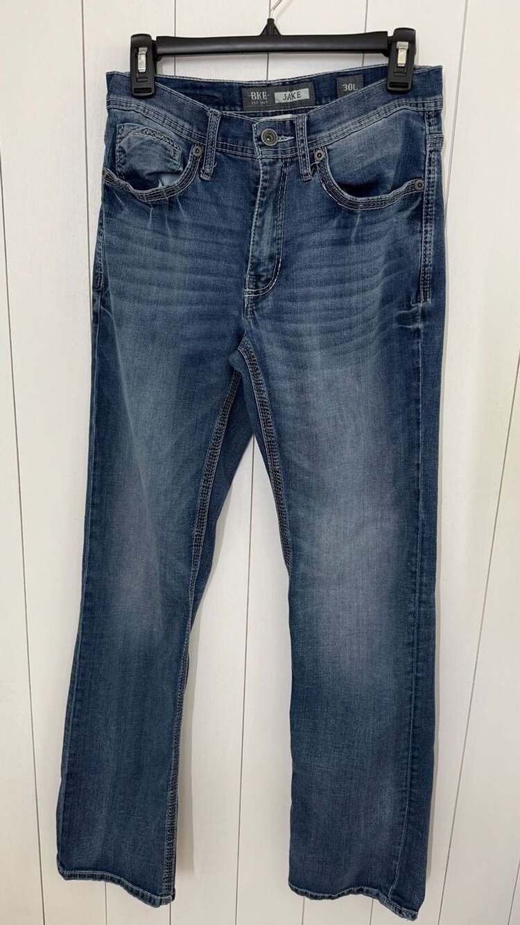 BKE Jake Bootleg Jeans Size 30L Blue Stretch Denim